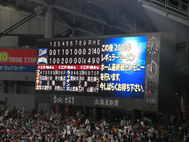 試合終了時のスコアボード