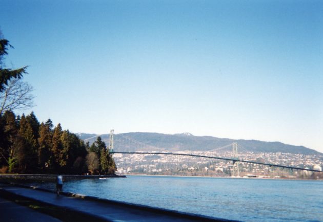 スタンレーパーク内から見るライオンズゲートブリッジ（Lions Gate Bridge）