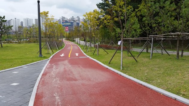 デザイン公園内の自転車専用レーン